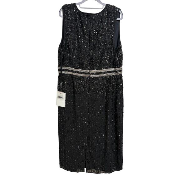 Mac Duggal A10509 Black Sleeveless High Neck Beaded Midi Sheath Dress Size 16 - Picture 5 of 7